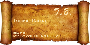 Temmer Barna névjegykártya